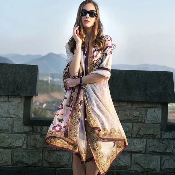 Customized Natural Silk Plus Size Silk Wrap Dress