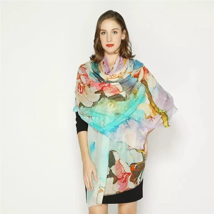 cheap Print Merino Wool Pashmina Shawls