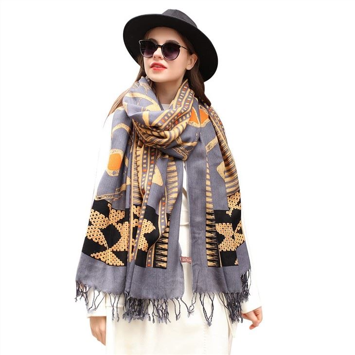Printed Hand Rolled Wool Scarf