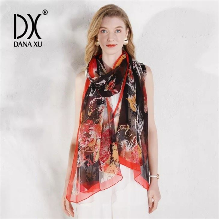 Printed Scarf Silk Bandana Shawl factory