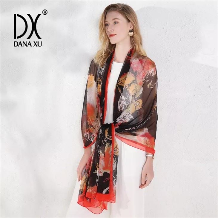 Printed Scarf Silk Bandana Shawl for sale