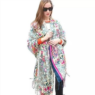Women's Shawl Colorful Pattern Flower