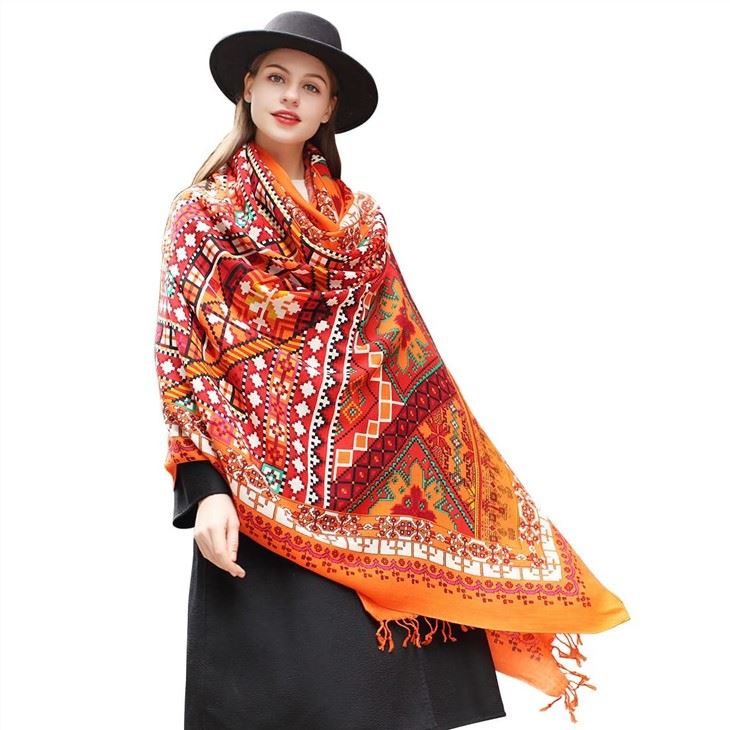 Vintage Cashmere Modal Pashmina Shawl for sale