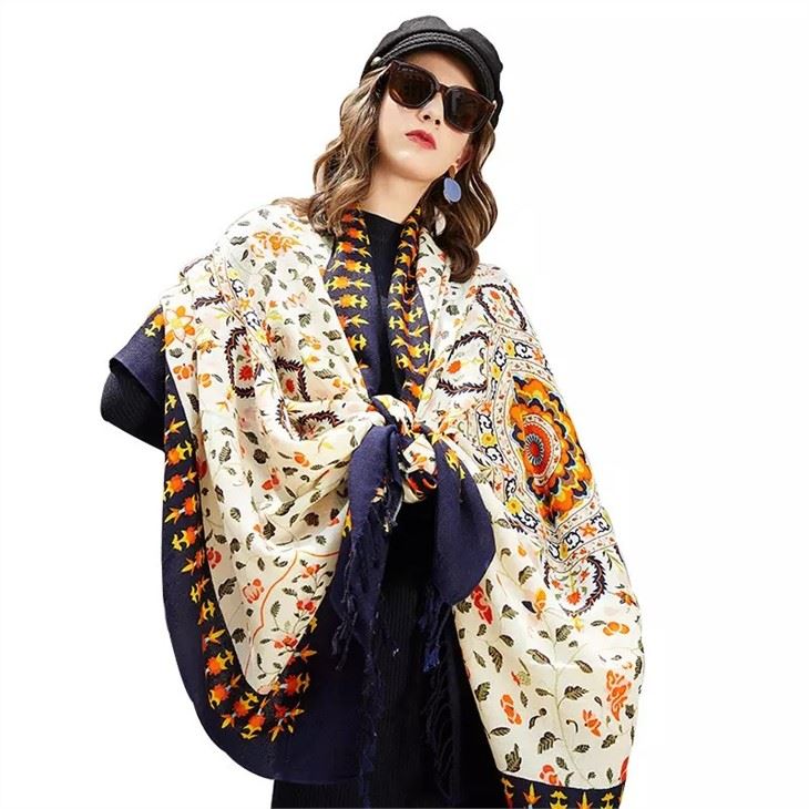 Wholesale Spring Wool Embroidery Shawl for sale