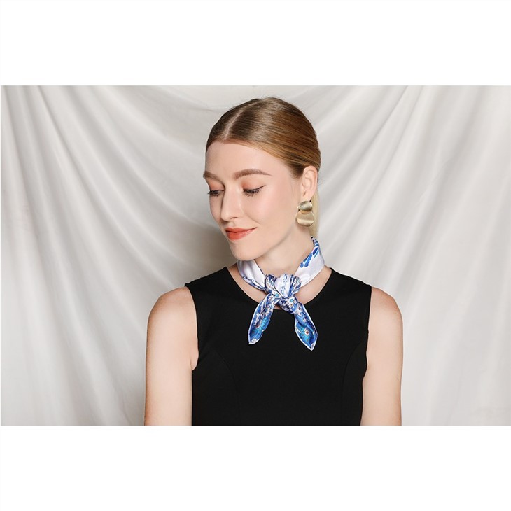  Square Silk Head Scarf Print