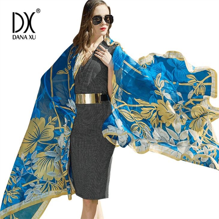 Women's Floral Print Silk Scarf