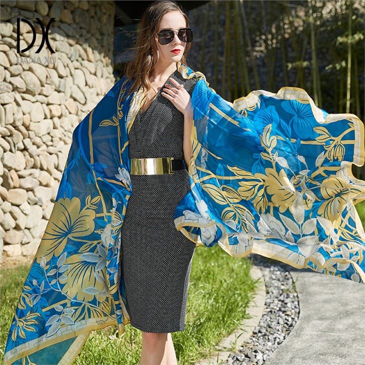 Floral Print Silk Scarf