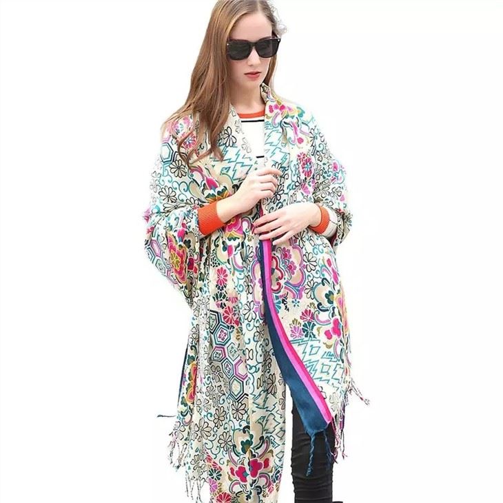 Shawl Colorful Pattern Flower