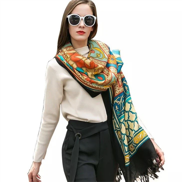cheap Wool Scarf Printed Hijab Long Pashmina Shawl