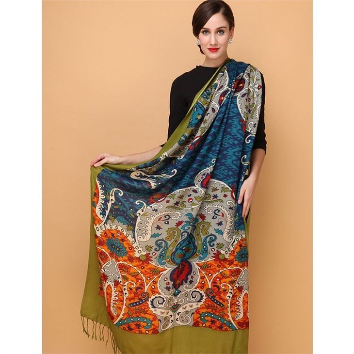 Wool Scarf Printed Long Pashmina Shawl for sale