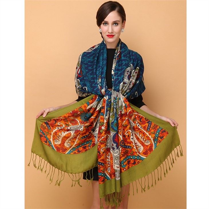 Wool Scarf Printed Long Pashmina Shawl Manufacturers
