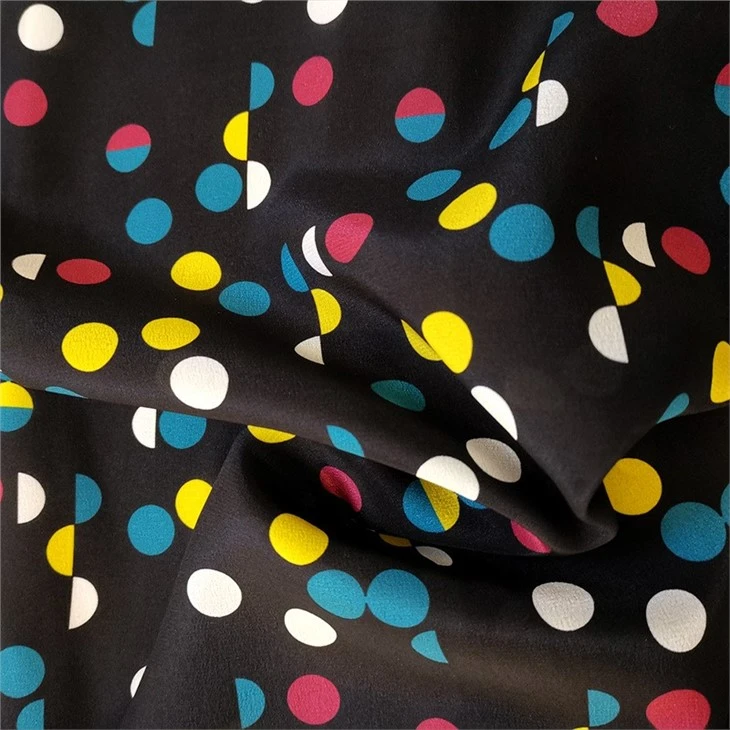 14MM 100% Mulberry Silk Crepe De Chine Colorful Dot Width 140cm Silk Fabric
