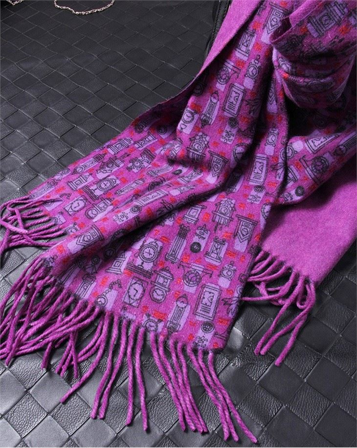 Fashion Purple One-Sided Printed Women's Warm Cashmere Shawl