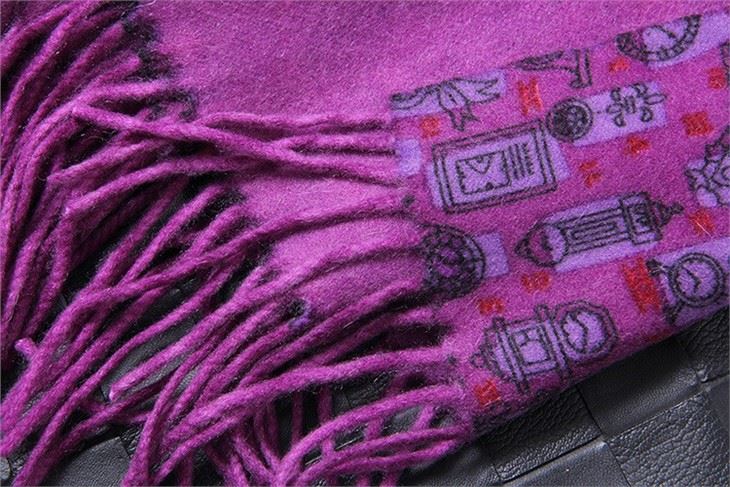 Fashion Purple One-Sided Printed Women's Warm Cashmere Shawl