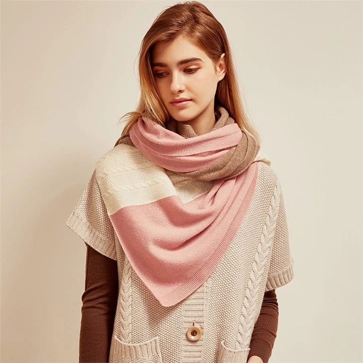 Patchwork Cashmere Warm Scarf Women's Fashion Knitting For Autumn And Winter