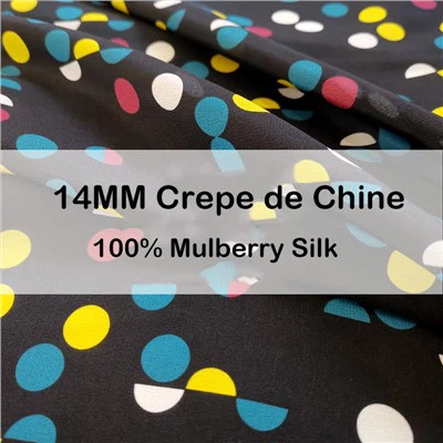 14MM 100% Mulberry Silk Crepe De Chine Colorful Dot Width 140cm Silk Fabric