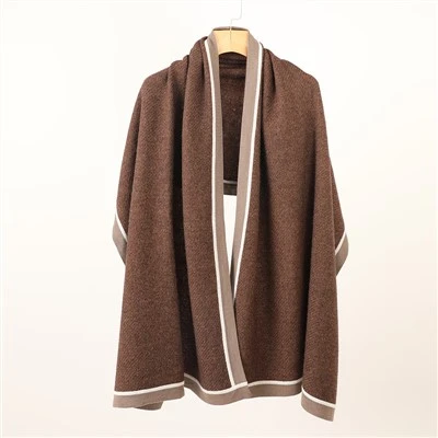 New Mixed Velvet Large Shawl Long Four-Frame Edging Contrast Scarf For Women In Autumn And Winter To Keep Warm